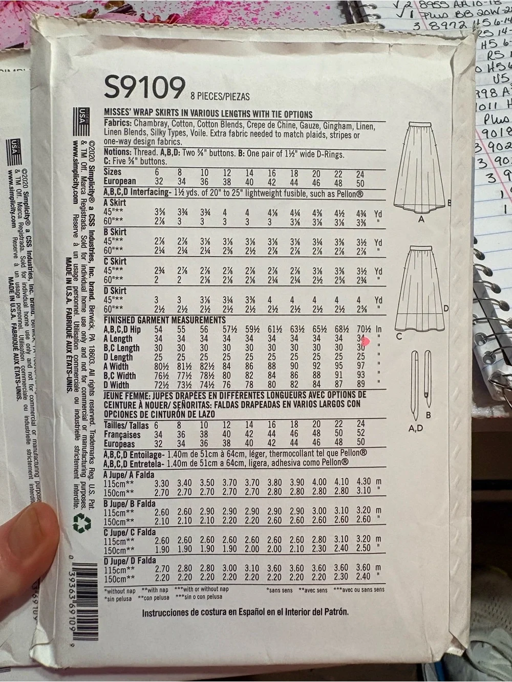 BN UNCUT SIMPLICITY 9109 R5 SKIRT SEWING PATTERNS